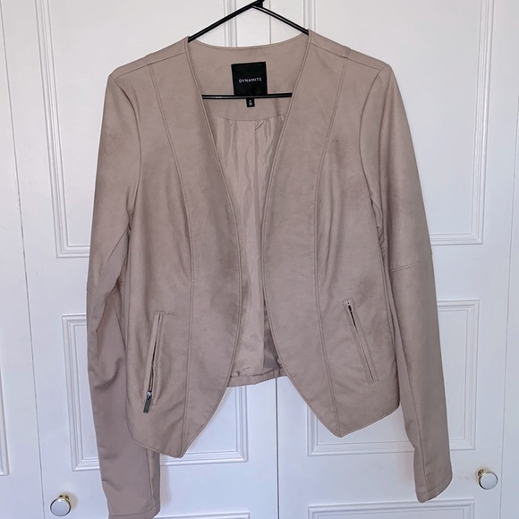 Dusty Pink Leather/Fabric Jacket from Dynamite